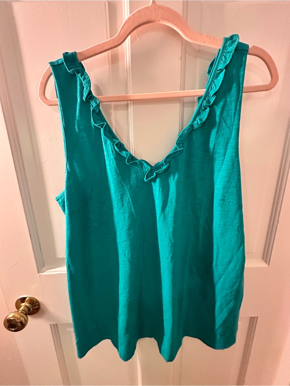 Lilly Pulitzer Teal Ruffle V-Neck Tank